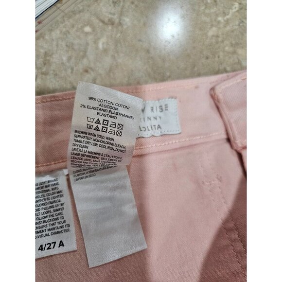 NWT Women's Lucky Brand Lolita Skinny Ankle Pants Jeans Pink Ankle Zip Size 4/27 - Picture 8 of 8